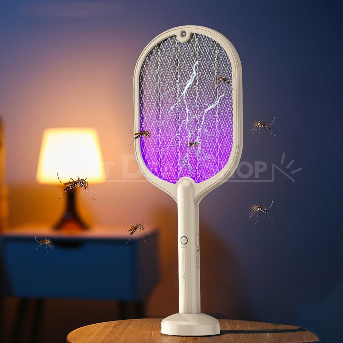 2 in 1 USB Mosquito Racket Lamp - Home Bedroom Indoor Patio Bug Zapper Insect Killing Lighting Device