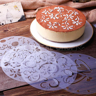 4 Sets - 8" Cake Stencils, Spray Mould, Fondant Decorating Sugarcraft Mold