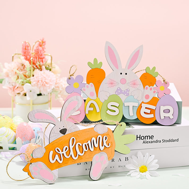 2 Pcs - Easter Wooden Hanging Decoration-Next Deal Shop-Next Deal Shop