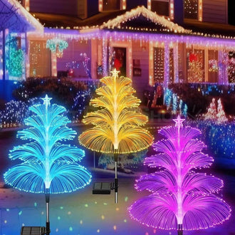 2 Pcs - Solar Powered Color-Changing Christmas Tree Stake Light
