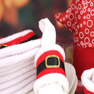 4 Pcs - Christmas Santa Claus Belt Napkin Rings