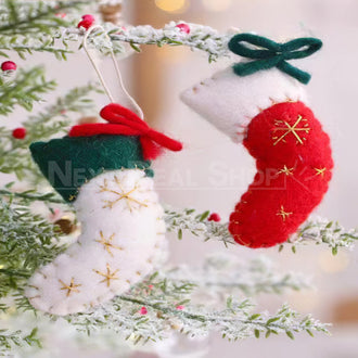 Handmade Felt Christmas Hanging Ornaments (Set of 2)