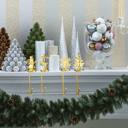 Metal Christmas Stocking Holders - Set of 4, Fireplace Mantel Xmas Home Holiday Decor