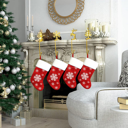 Metal Christmas Stocking Holders - Set of 4, Fireplace Mantel Xmas Home Holiday Decor