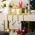 Metal Christmas Stocking Holders - Set of 4, Fireplace Mantel Xmas Home Holiday Decor