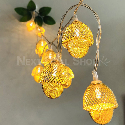 Battery Powered LED Acorn Fairy String Lights - 4.9 Ft, 10 LED, Home Fall Thanksgiving Lighting Decor