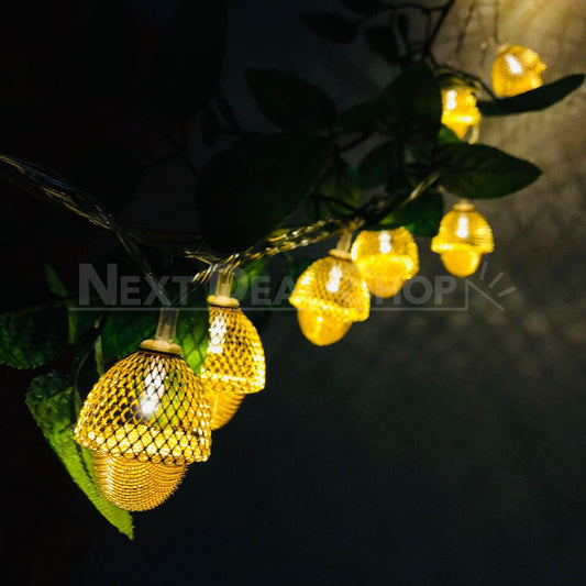 Battery Powered LED Acorn Fairy String Lights - 4.9 Ft, 10 LED, Home Fall Thanksgiving Lighting Decor