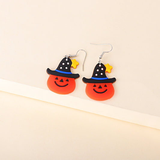 Pumpkin with Witch Hat Earrings