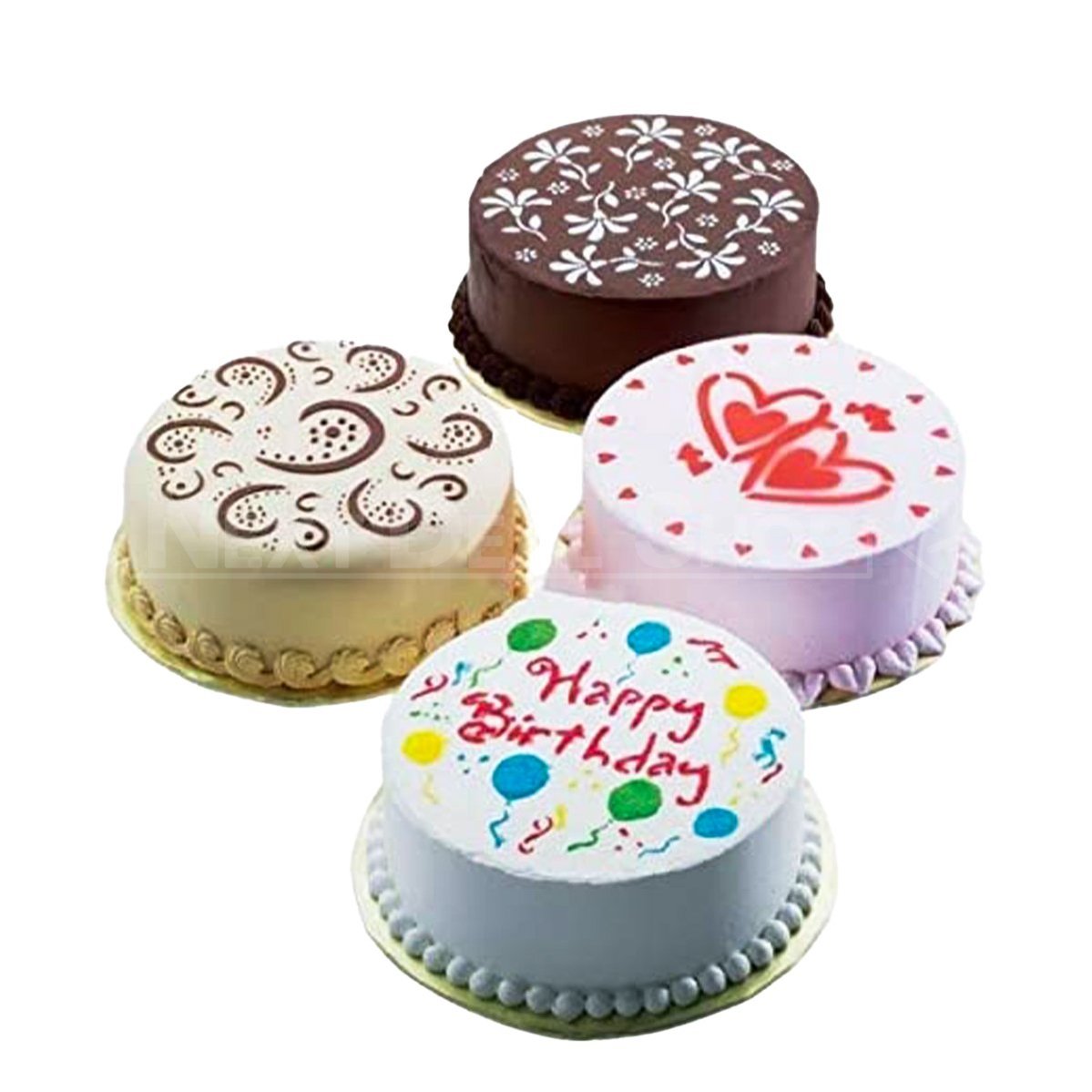 4 Sets - 8" Cake Stencils, Spray Mould, Fondant Decorating Sugarcraft Mold
