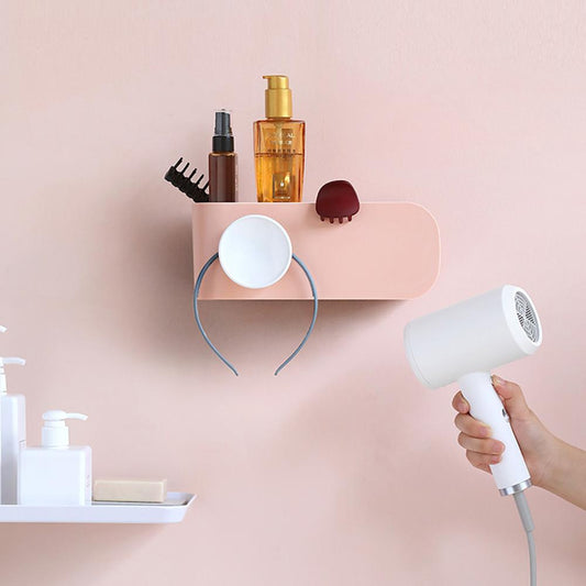 Multifunctional Hair Dryer Rack - Bathroom Wall Blow Dryer Hair Tool No‑drill Storage Holder