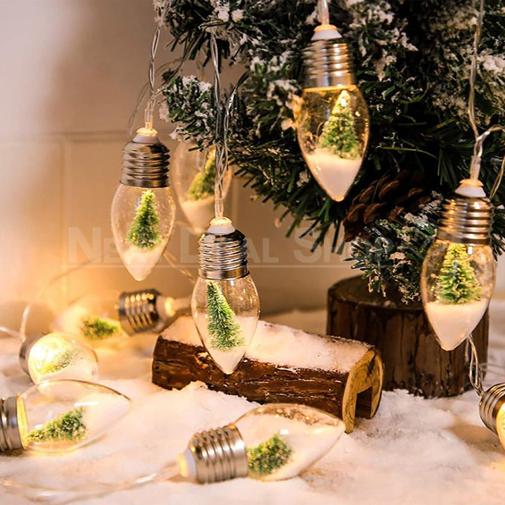 Battery Powered LED Snow Globe Fairy String Lights - 4.92 ft, 10 LED, Home Xmas Holiday Lighting Decor