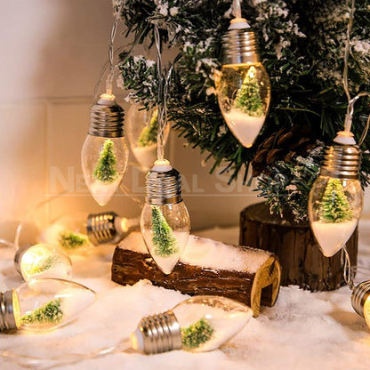 Battery Powered LED Snow Globe Fairy String Lights - 4.92 ft, 10 LED, Home Xmas Holiday Lighting Decor