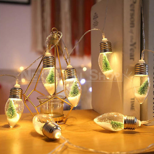 Battery Powered LED Snow Globe Fairy String Lights - 4.92 ft, 10 LED, Home Xmas Holiday Lighting Decor