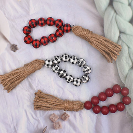 3 Pcs - Festive Wood Bead Napkin Ring with Tassels-Next Deal Shop-Next Deal Shop