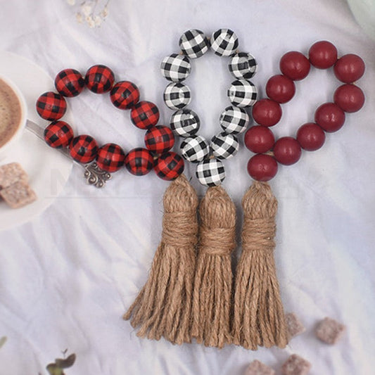 3 Pcs - Festive Wood Bead Napkin Ring with Tassels-Next Deal Shop-Next Deal Shop