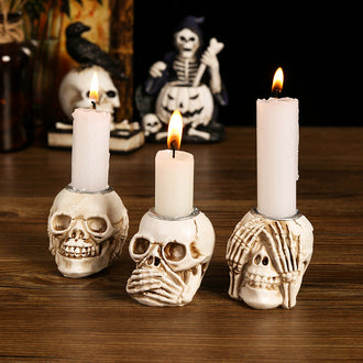 3 Pcs - Spooky Skull Candle Holder