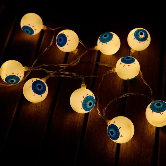 Battery Powered Halloween Spooky Eyeballs String Lights - Window Porch Home Spooky Party Lighting Decor