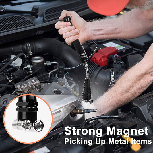 Powerful Magnetic Pickup Tool with LED Light - LED Lighted Magnet Grabber Tool for Car Repair