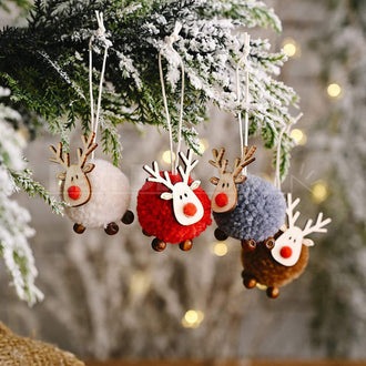 4 Pcs Fluffy Elk Hanging Ornament Set