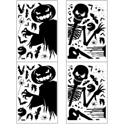 4 Pcs - Halloween Spooky Window Cling-Next Deal Shop-2 pumpkin ghosts + 2 skeletons-Next Deal Shop