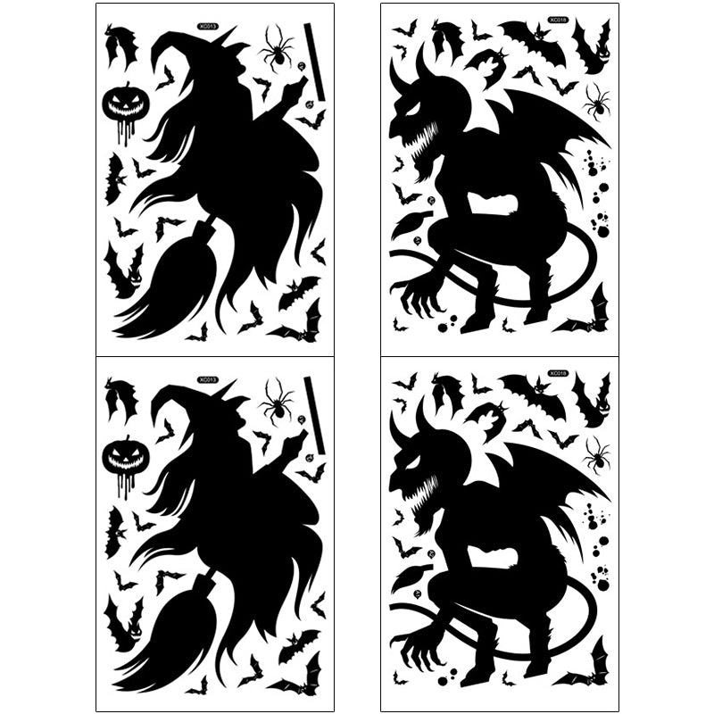 4 Pcs - Halloween Spooky Window Cling-Next Deal Shop-2 witches + 2 demons-Next Deal Shop