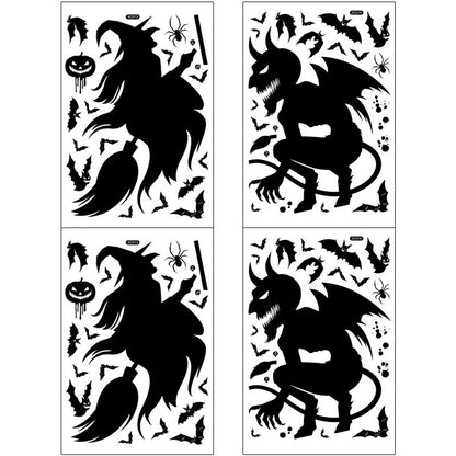 4 Pcs - Halloween Spooky Window Cling-Next Deal Shop-2 witches + 2 demons-Next Deal Shop