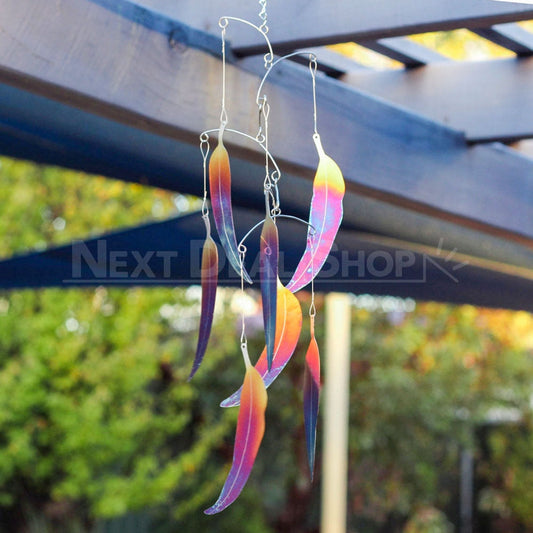 Rainbow Metal Leaf Wind Chime - Garden Yard Patio Wind Chime for Outdoor Courtyard Decoration