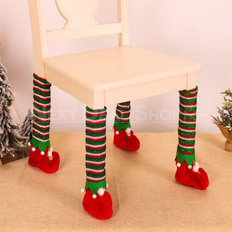 4Pcs Christmas Elf Chair Leg Cover Decoration