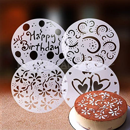 4 Sets - 8" Cake Stencils, Spray Mould, Fondant Decorating Sugarcraft Mold