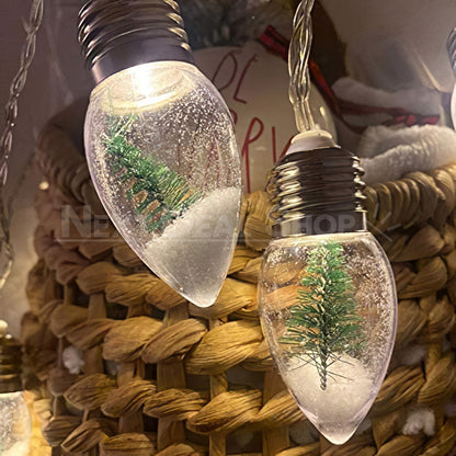 Battery Powered LED Snow Globe Fairy String Lights - 4.92 ft, 10 LED, Home Xmas Holiday Lighting Decor