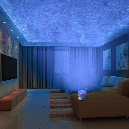 Ocean Night Light Projector w/ Built-in Speaker - Kids Bedroom Home Relaxing Night Lamp Decor