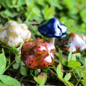 6 Pcs Ceramic Mushroom Garden Decor