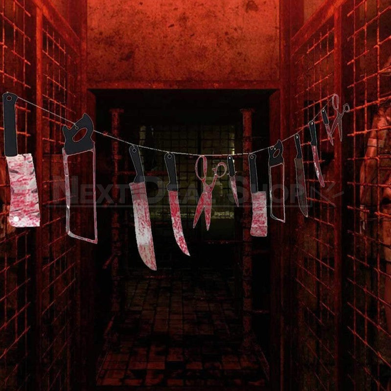 Halloween Bloody Garland Banner - Haunted House Wall Porch Party Horror Decor