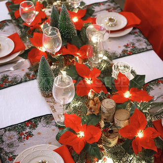 6.5ft Poinsettia Christmas Flowers LED String Light