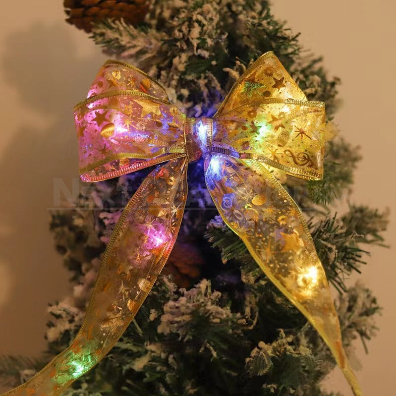 32ft Multi-Color LED Christmas Gold Ribbon Light - Home Tree Holiday Festive Lighting Decor