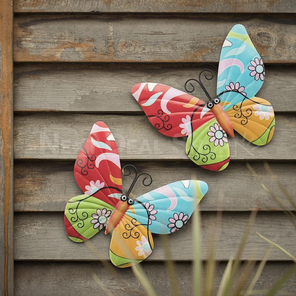 Colorful Butterfly Metal Hanging Decor - Outdoor Garden Patio Decor