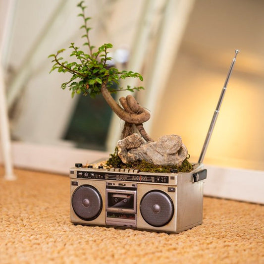 Retro Radio Flower Pot - Garden Patio Balcony Indoor Outdoor Plant Growing Decor Planter