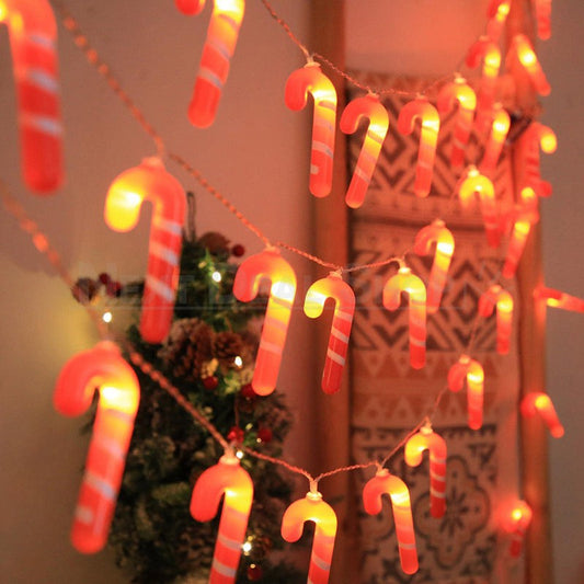 Battery Powered Warm White LED Candy Cane String Light - 4.92 ft, 10 LED, Christmas Tree Home Decor