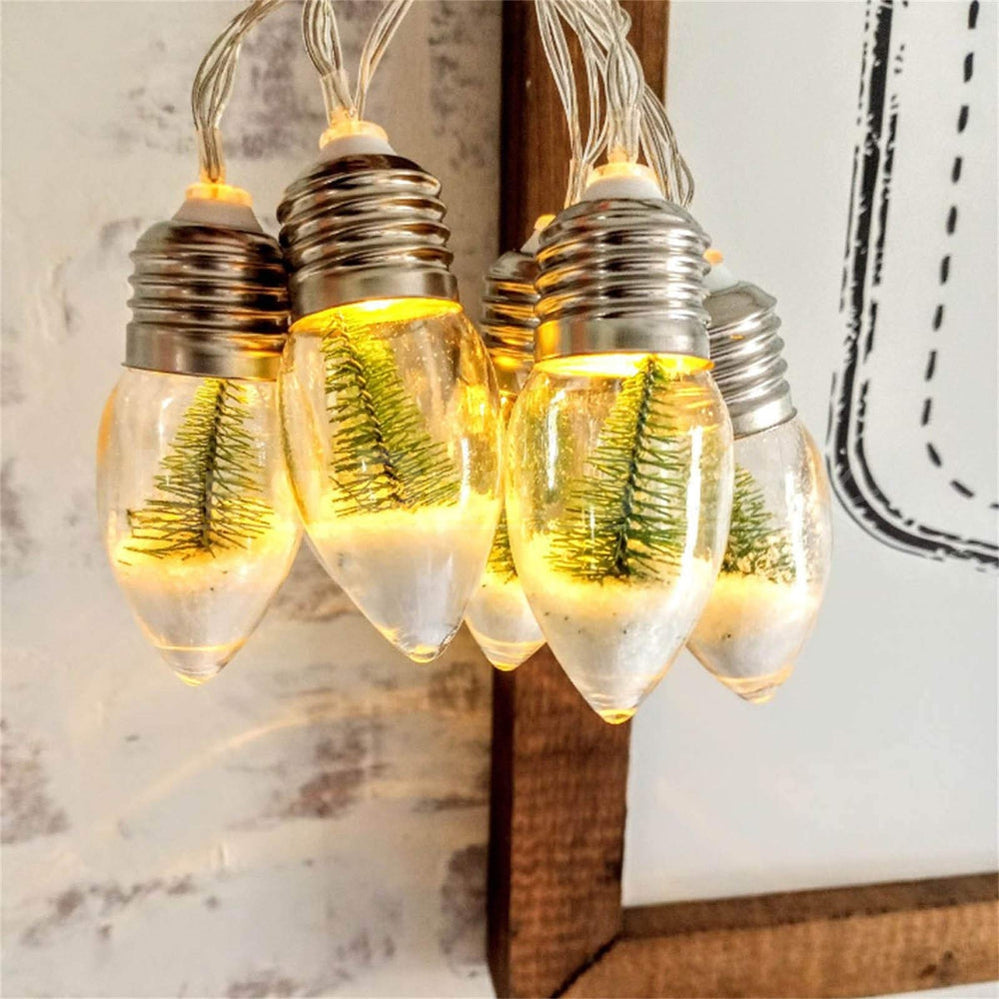 Battery Powered LED Snow Globe Fairy String Lights - 4.92 ft, 10 LED, Home Xmas Holiday Lighting Decor