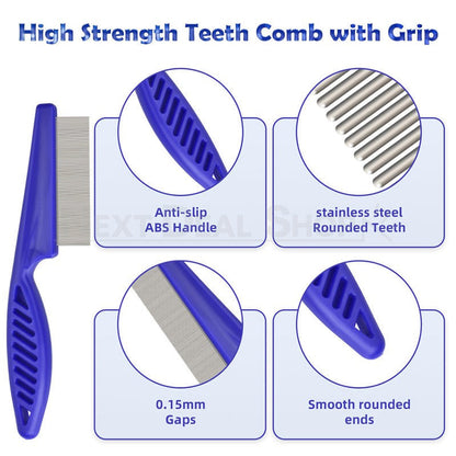 6 Pcs - Flea Comb for Pet - Dog Cat Hair Grooming Cleaning Comb