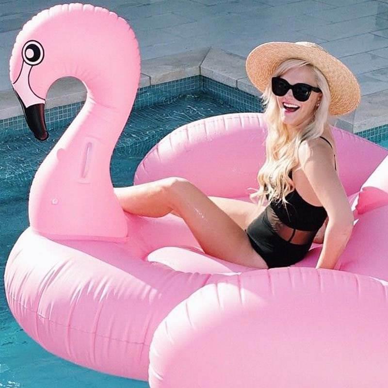 Inflatable Flamingo Float - Beach Vacation Backyard Swimming Pool Summer Party Toy