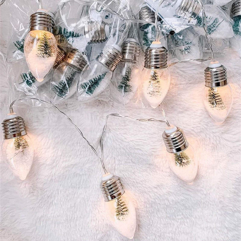 Battery Powered LED Snow Globe Fairy String Lights - 4.92 ft, 10 LED, Home Xmas Holiday Lighting Decor