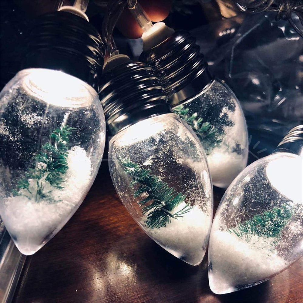 Battery Powered LED Snow Globe Fairy String Lights - 4.92 ft, 10 LED, Home Xmas Holiday Lighting Decor