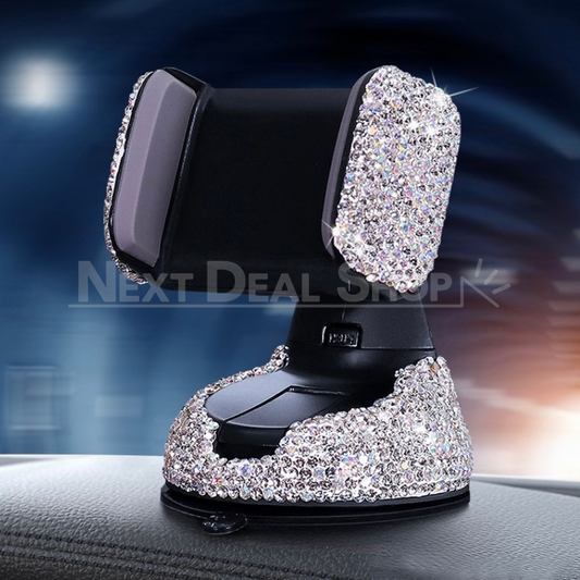 Rhinestone Bling Car Phone Holder - Car Dashboard Phone Accessory