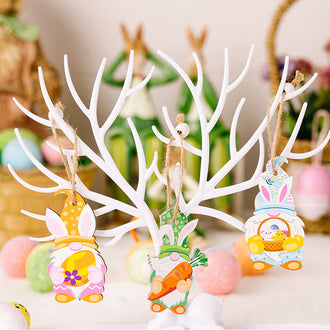 9 Pcs - Easter Gnome Wooden Hanging Ornament