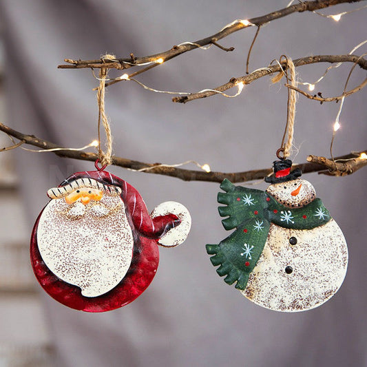 Rustic Metal Christmas Hanging Ornament - Xmas Tree Home Holiday Hanging Decor