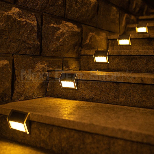Solar Powered Stainless Steel LED Stair Light - Outdoor Step Patio Garden Waterproof Lamp