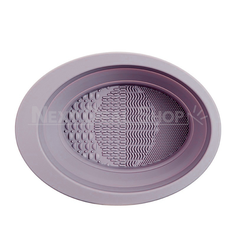 Collapsible Makeup Brush Cleaning Bowl - Foldable Silicone Basin for Cosmetic Brush Cleaning