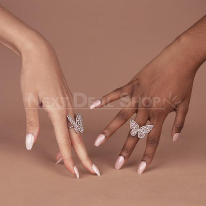 Aurora Diamond Paved Butterfly Index Ring-Next Deal Shop-Next Deal Shop