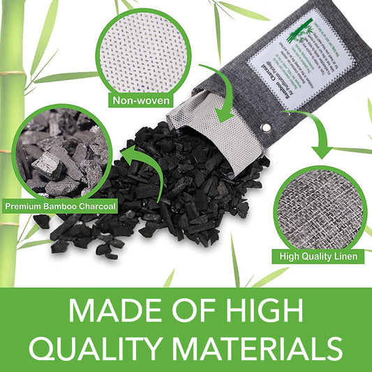 2 Packs Bamboo Charcoal Air Purifying Bag - Odor Remover for Home, Car, and Closet